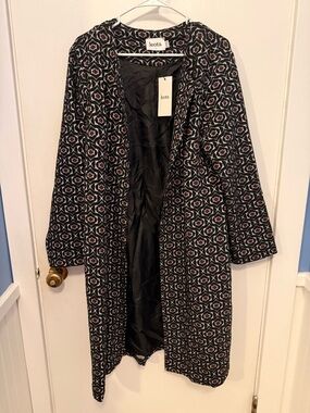 Leota Mid Calf Open Face Jacquard Coat SZ 1L NWT heavyweight chic fashion